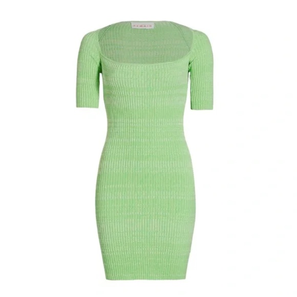 NEW Remain Birger Christensen Rakella Ribbed Knit Dress Spring Green Size 2 Mini - Picture 4 of 10
